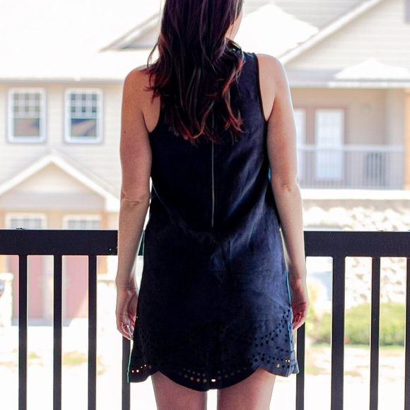 CUTE!!! Black Mini Dress with Eyelet Hemline - Picture 3 of 7